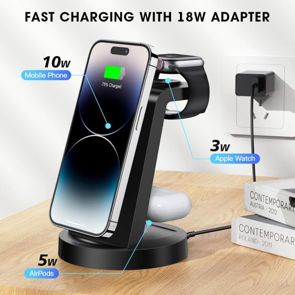 3 in 1 Charging Station for iPhone, Wireless Charger for iPhone 16 15 14 13 12 11 X Pro Max & Apple Watch - Wireless Charging Station for AirPods 4 3 Pro - Image 4