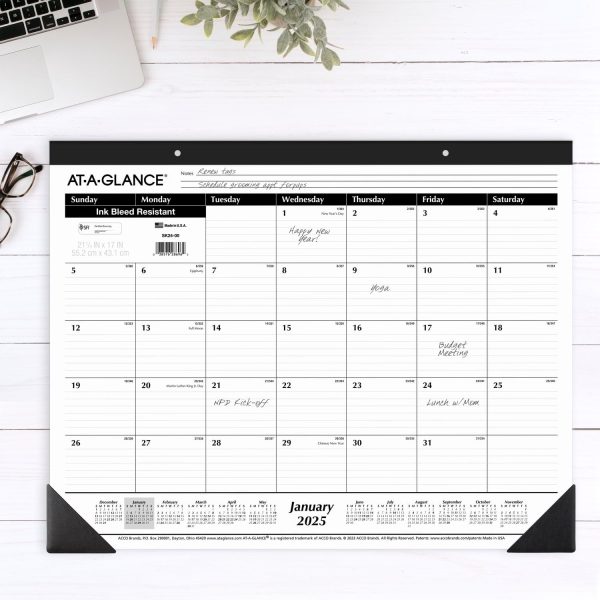 AT-A-GLANCE 2025 Desk Calendar, Desk Pad, 21-3/4" x 17", Large, Ruled Blocks, Monthly (SK250025) - Image 2