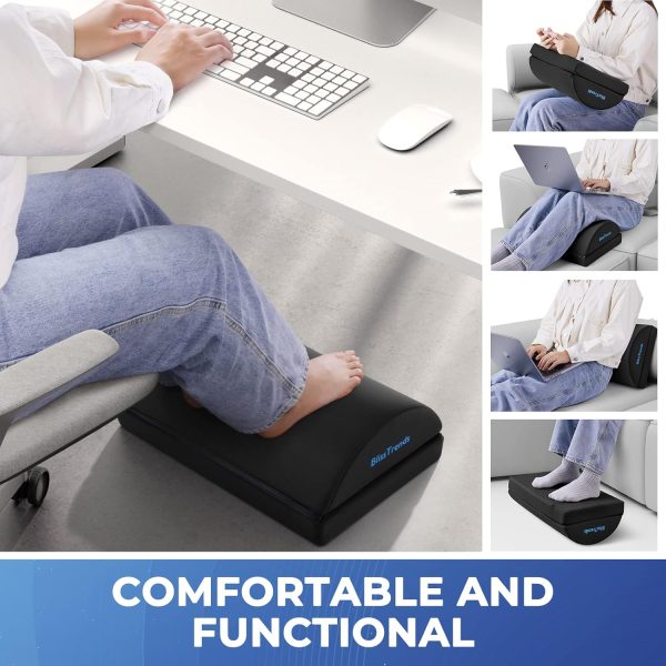 BlissTrends Foot Rest for Under Desk at Work-Versatile Foot Stool with Washable Cover-Comfortable Footrest with 2 Adjustable Heights for Car,Home and Office to Relieve Back,Lumbar,Knee Pain-Black - Image 6