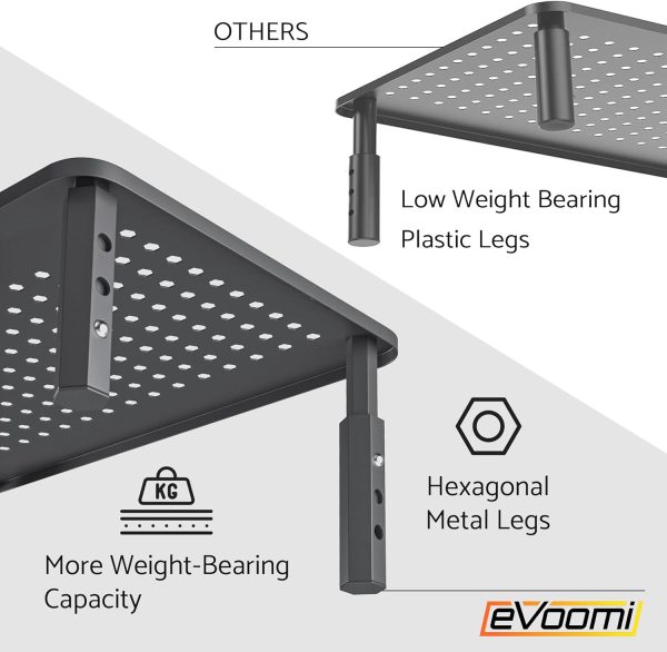 EVOOMI Back Saver Monitor Stand for Desk - 2 Pack Monitor Riser - Anti-Skid HD Hexagonal Steel Computer Stand - Free Cable Ties - Mesh Metal Computer Item Stand - Printer & iMac - Image 3