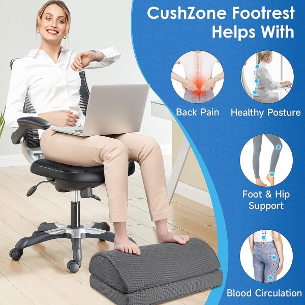 Foot Rest,Desk & Gaming Accessories,Foot Rest for Under Desk at Work,Comfortable Footrest with 2 Adjustable Heights & Removable Cover, Office Desk Accessories（Gray） - Image 3