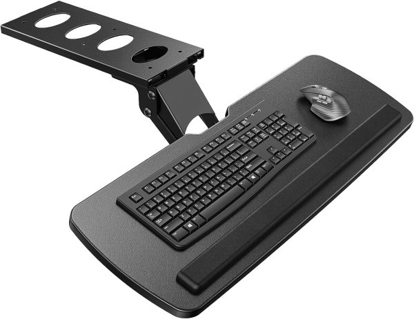 Keyboard Tray Under Desk, 360 Adjustable Ergonomic Sliding Keyboard & Mouse Tray, Under Desk Keyboard Tray Slide Out, Keyboard Holder Under Desk for Typing in Home, Office Work, 25"W x 9.84"D