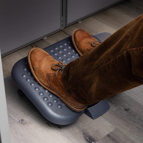 Mind Reader Foot Rest, Under Desk at Work, Ergonomic, Height Adjustable, Office, Plastic, 18"L x 13.5"W x 6.5"H, Black - Image 2