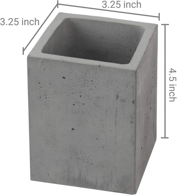 MyGift Modern Gray-Tone Concrete Desktop Pencil Holder Cup and Pen Holder, Office Stationery Organizer, Set of 3 - Image 5