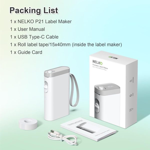 Nelko Label Maker Machine with Tape, P21 Bluetooth Label Printer, Wireless Mini Label Makers with Multiple Templates for Organizing Office Home, White - Image 7