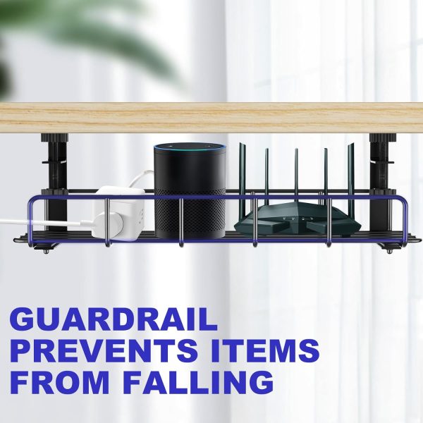 Under Desk Cable Management Tray, 15.7'' No Drill Steel Desk Cable Organizers, Wire Management Tray Cable Management Rack, Desk Cable Tray with Wire Organizer and Desk Cord Organizer - Image 8