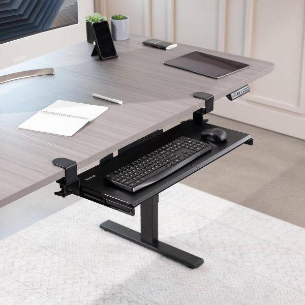 Large Keyboard Tray Under Desk Pull Out with Extra Sturdy C Clamp Mount System, 27 (33 Including Clamps) x 11 Inch Slide-Out Platform Computer Drawer for Typing, Black, MOUNT-KB05E - Image 8