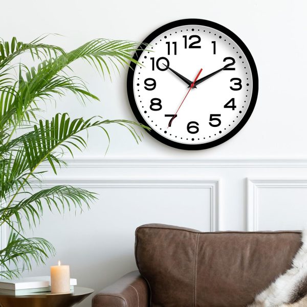 Wall Clock Silent Non-Ticking Modern Clock Battery Operated 8 Inch Small Classic Analog Decorative for Kitchen, Living Room, Office, Bedroom, Bathroom (Black) - Image 3